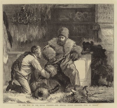 En route pour le mariage royal, notre artiste spécial choisissant des fourrures à Berlin - Henry Woods
